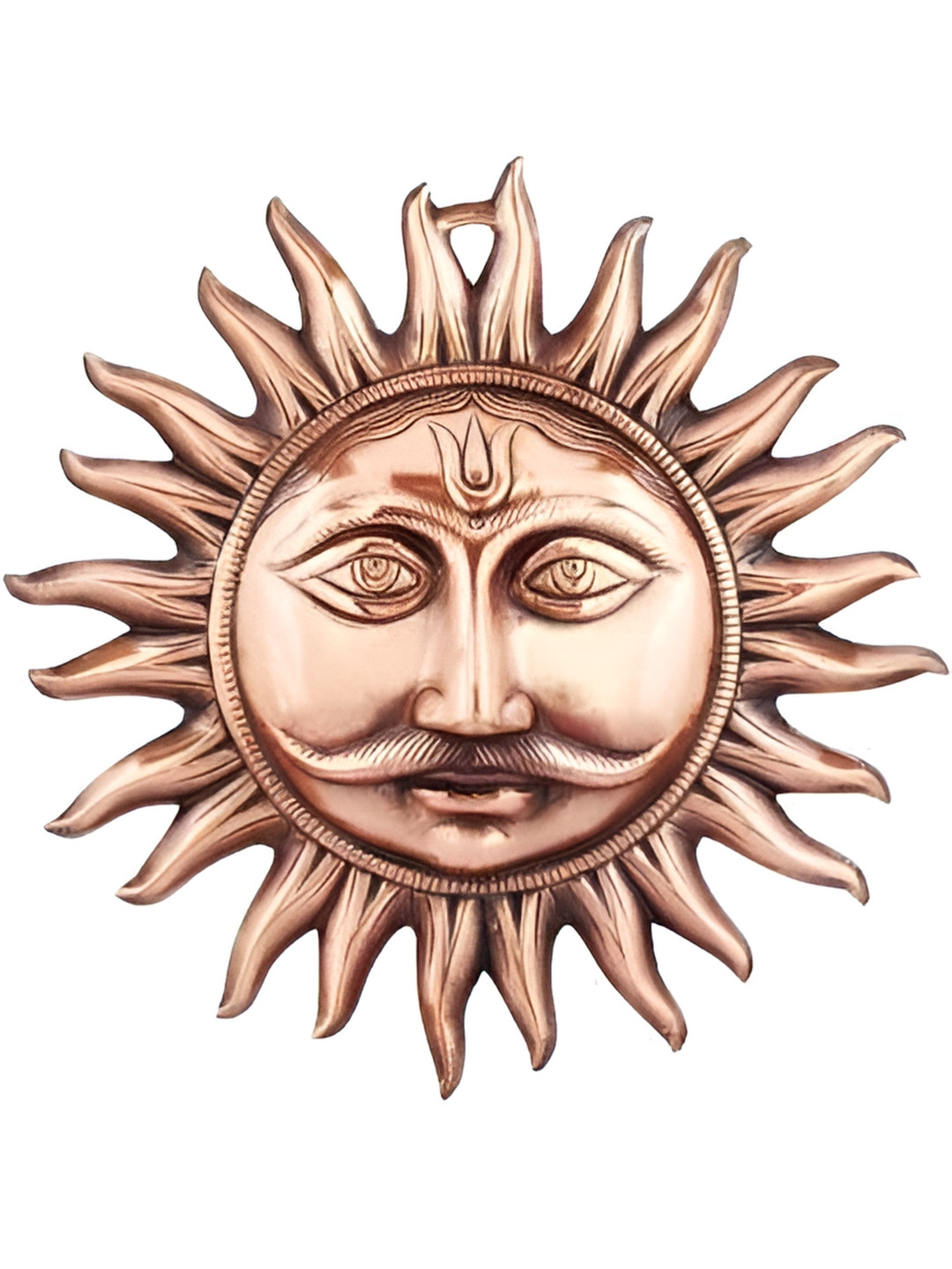 Navyaksh Wall Hanging Lord Sun Copper Brass Metallic Prayer Room Small Showpiece - 3.1 Inches