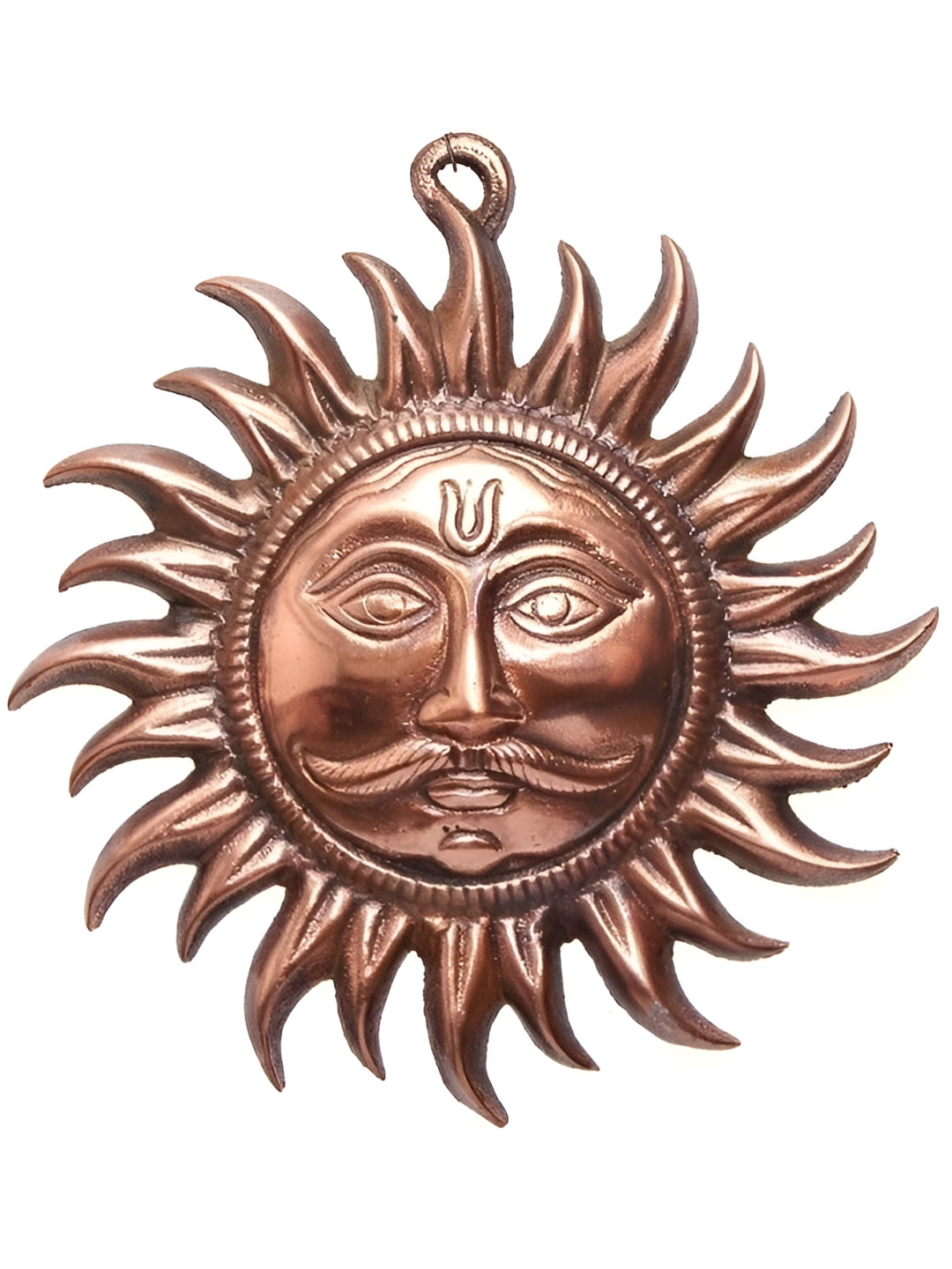 Navyaksh Vastu Sun Mask Wall Hanging Copper Metal Metallic Prayer Room Small Showpiece - 3.1 Inches
