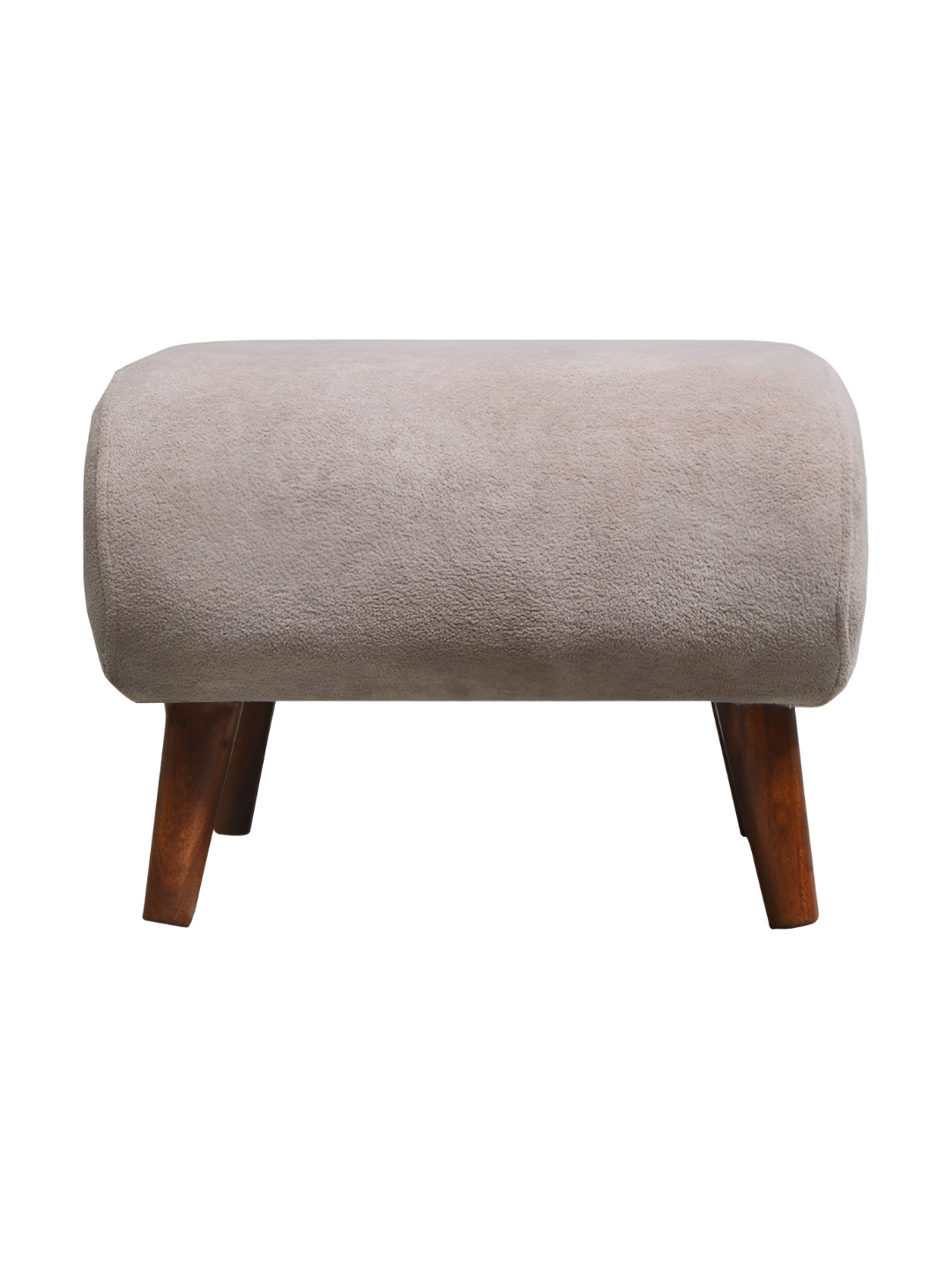 GLOBALLY INDIAN Beige Wooden Cylindrical Puff Ottoman
