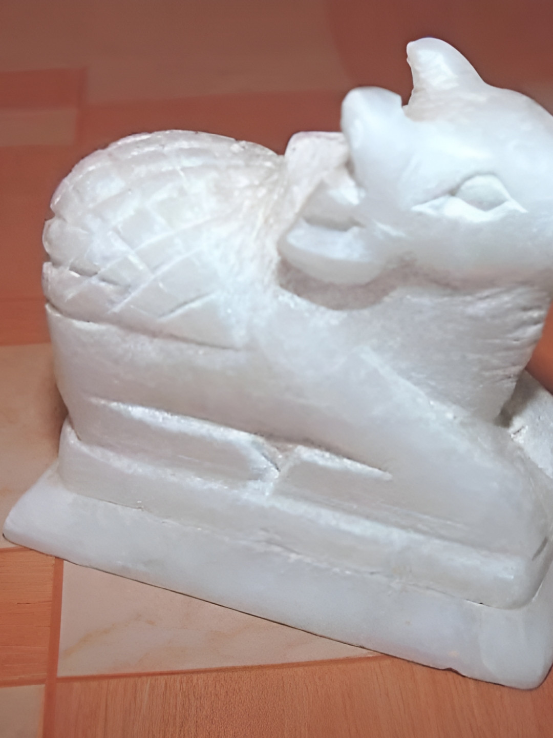 Navyaksh Nandi Ji White Brass Metallic Prayer Room Small Showpiece - 3.1 Inches