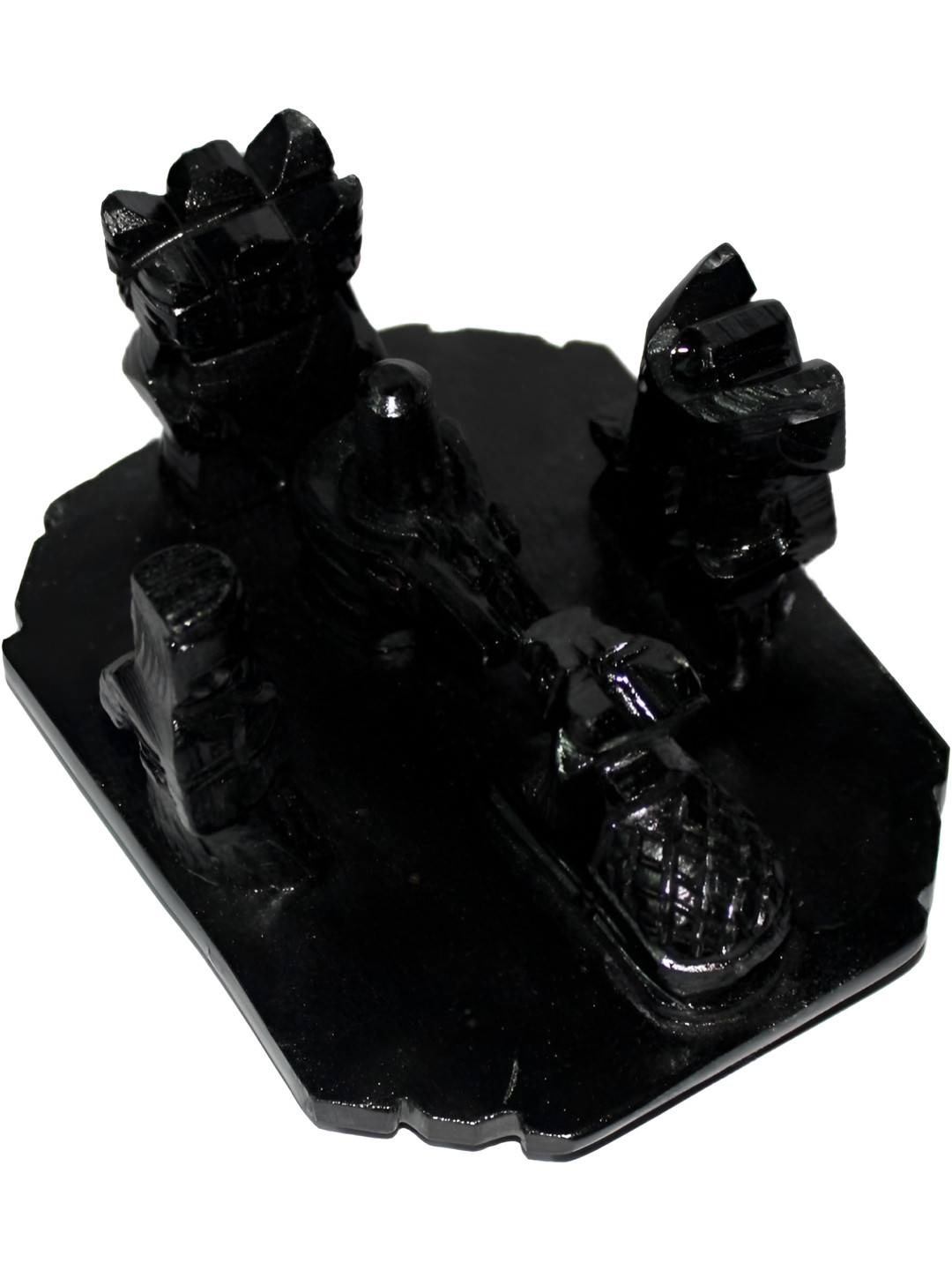 Navyaksh Shivling with Shiv Parivar and Nandi Gold Brass Metallic Prayer Room Small Showpiece - 3.1 Inches