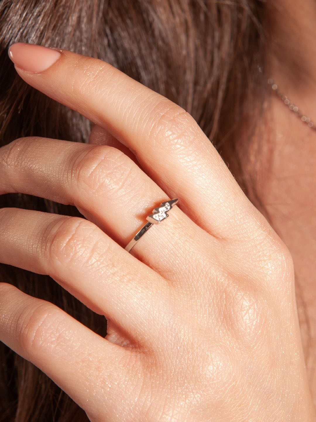 HighSpark 925 Sterling Silver Cubic Zirconia Studded Lightning Bolt Adjustable Finger Ring