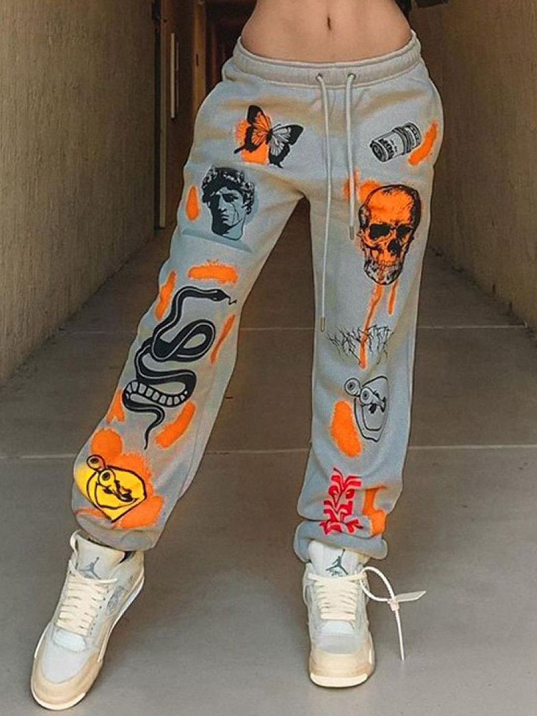 KPOP Women Printed Original Polyester Trousers