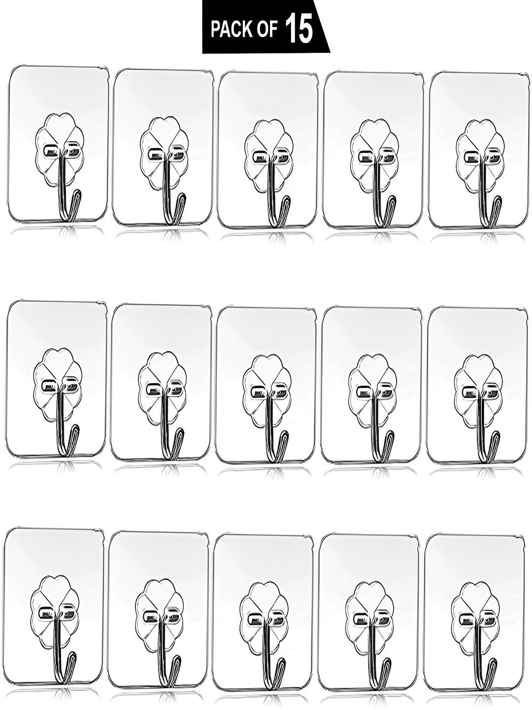 DALUCI 15-Pcs Transparent Self Adhesive Wall Hooks