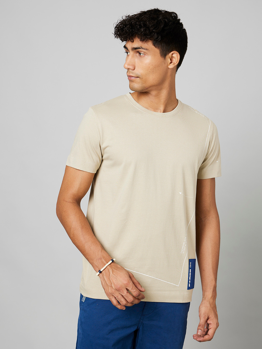 FORCE IX Geometric Printed Pure Cotton T-shirt