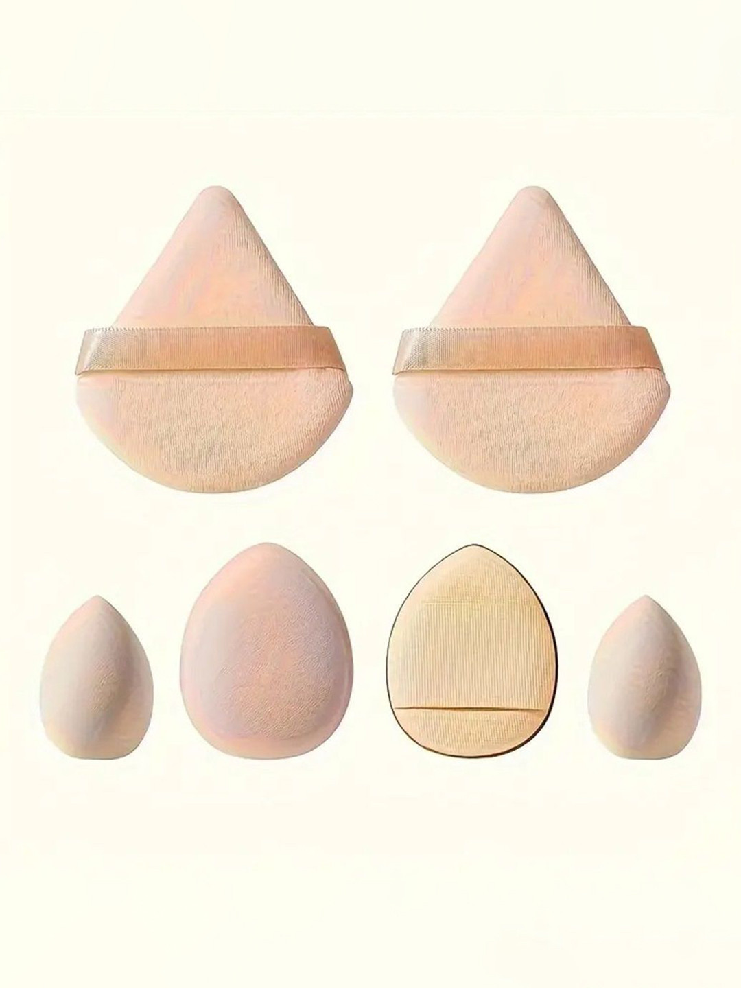 Facejewel Makeup Sponge- 2 Mini Egg Puffs -2 Powder Puffs & 2 Mini Finger Puffs