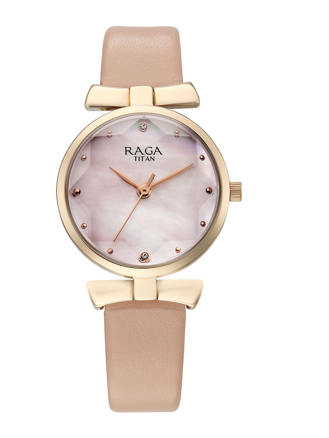 Titan Women Embellished Dial & Leather Bracelet Style Straps Analogue Watch 95308WL01