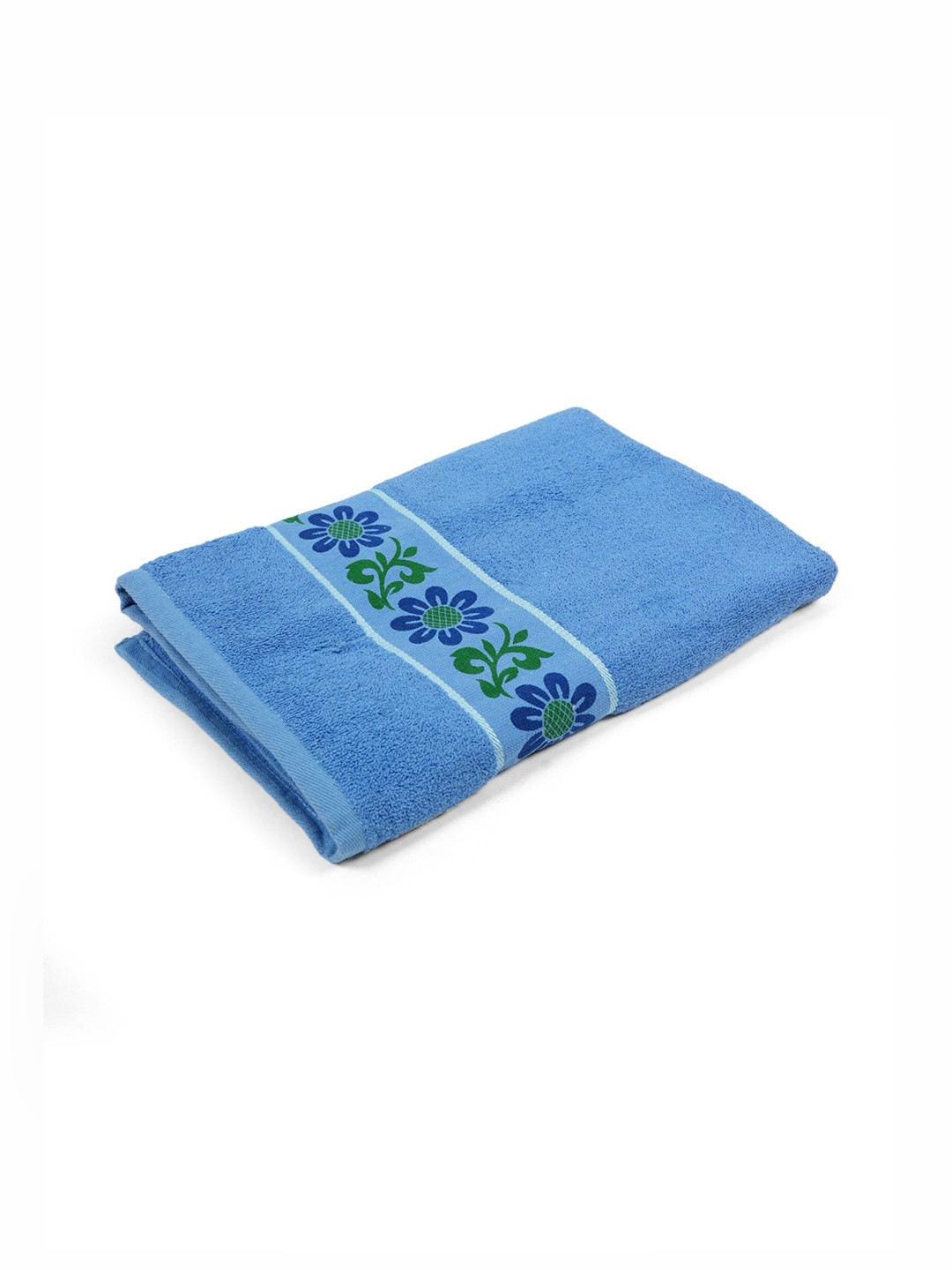 Style Shoes Blue & Green 1 Printed Cotton 450 GSM Bath Towel
