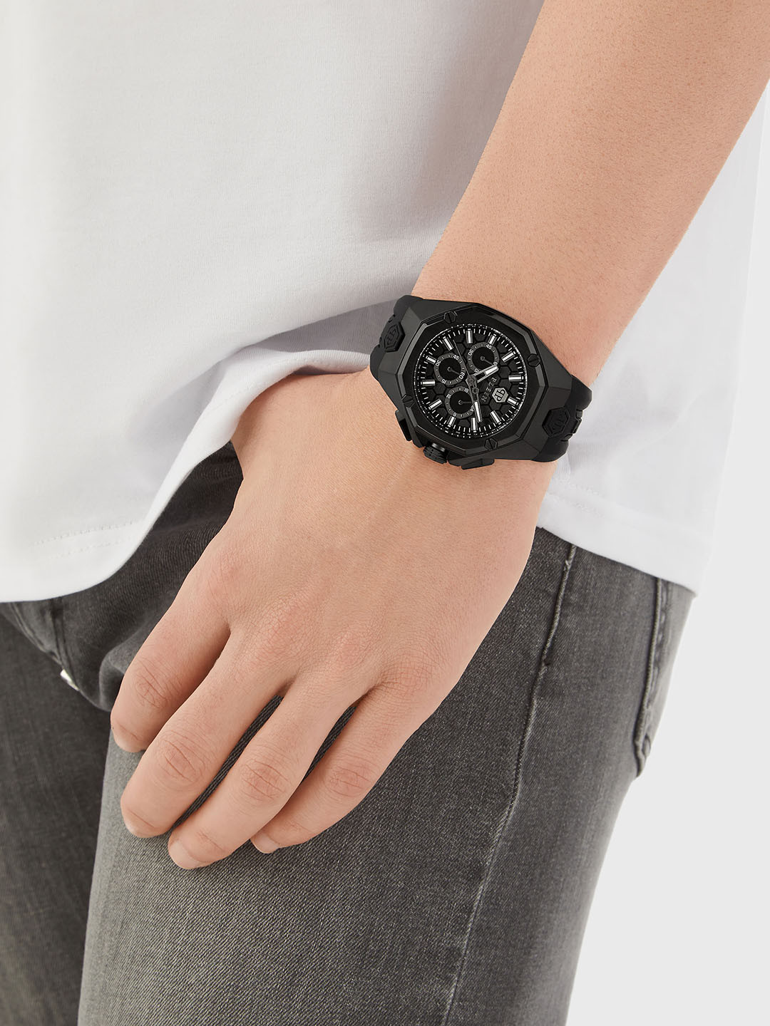 PHILIPP PLEIN Men Brass Dial & Textured Straps Analogue Watch PWTBA0623