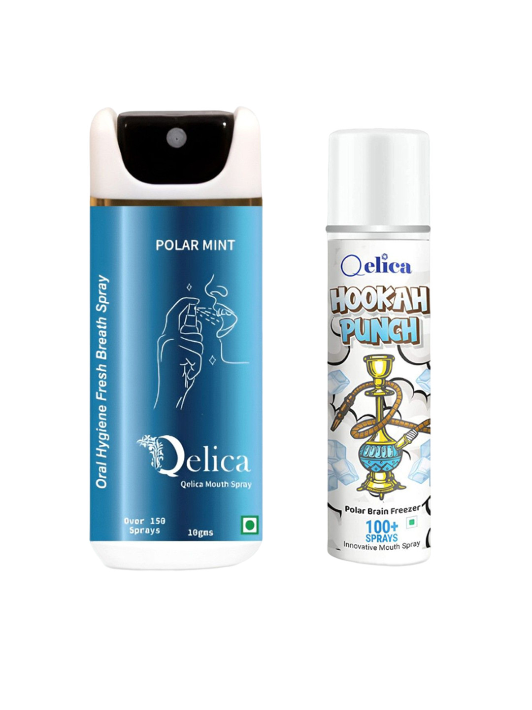 Qelica Set Of 2 Polar Mint & Polar Brain Freezer Fresh Breath Spray-10g Each