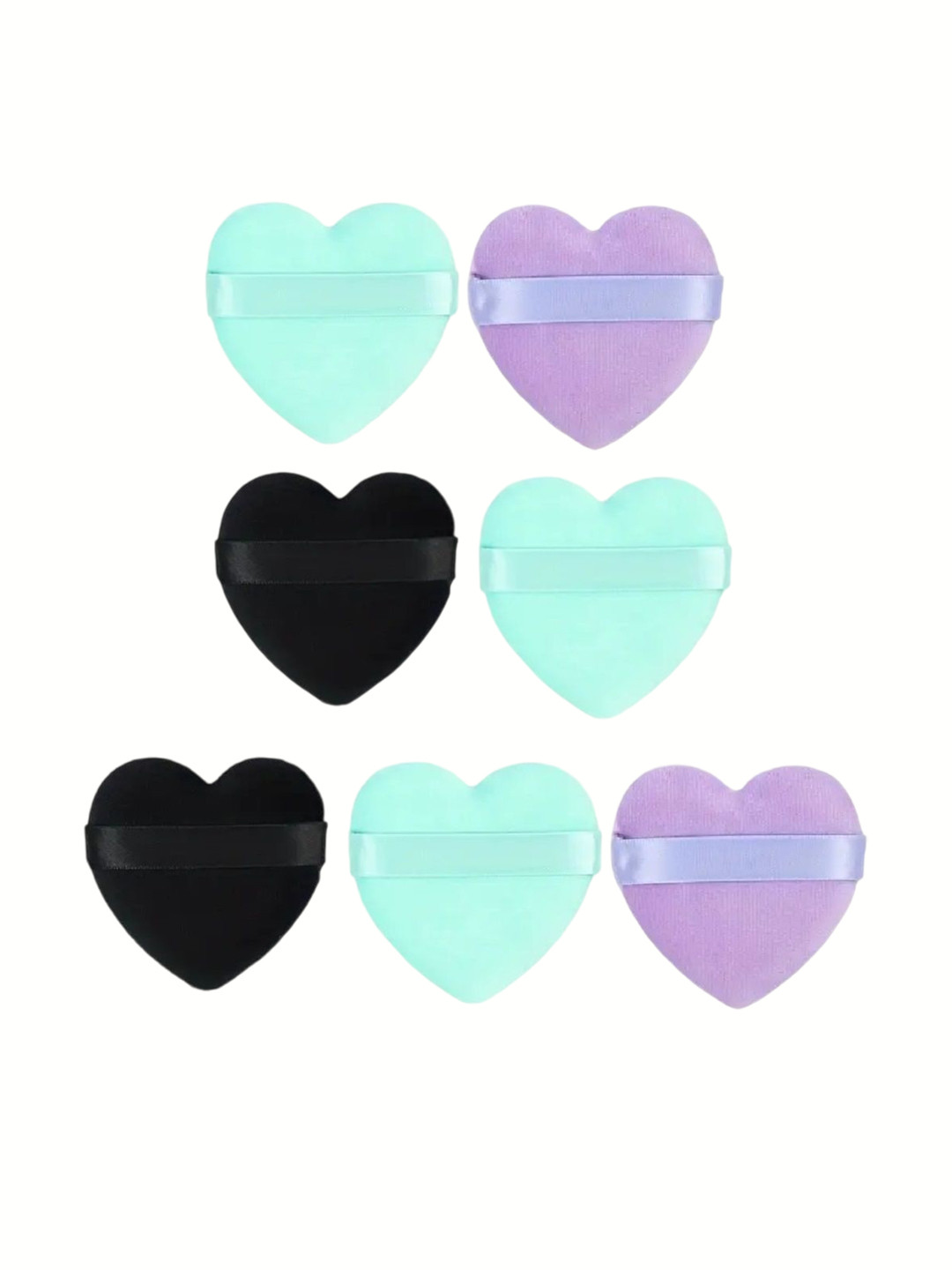 Facejewel Set Of 7 Soft Heart-Shaped Powder Puffs