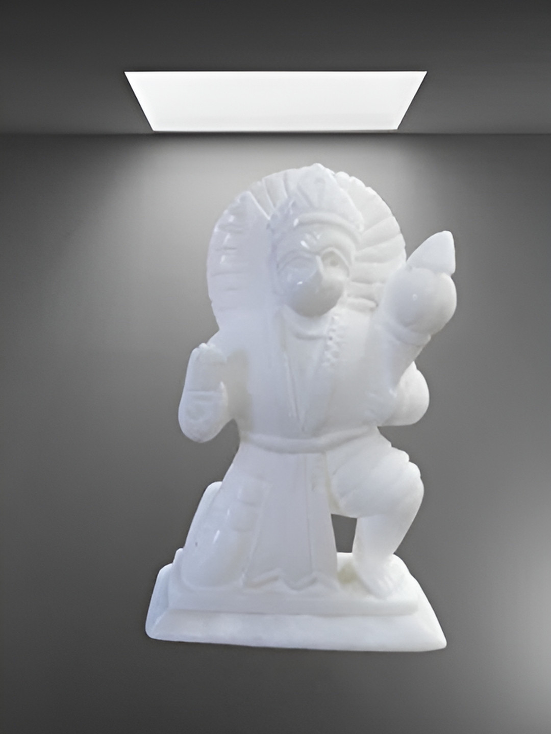 Navyaksh Hanuman Ji Murti White Crystal Glossy Prayer Room Small Showpiece - 3.1 Inches