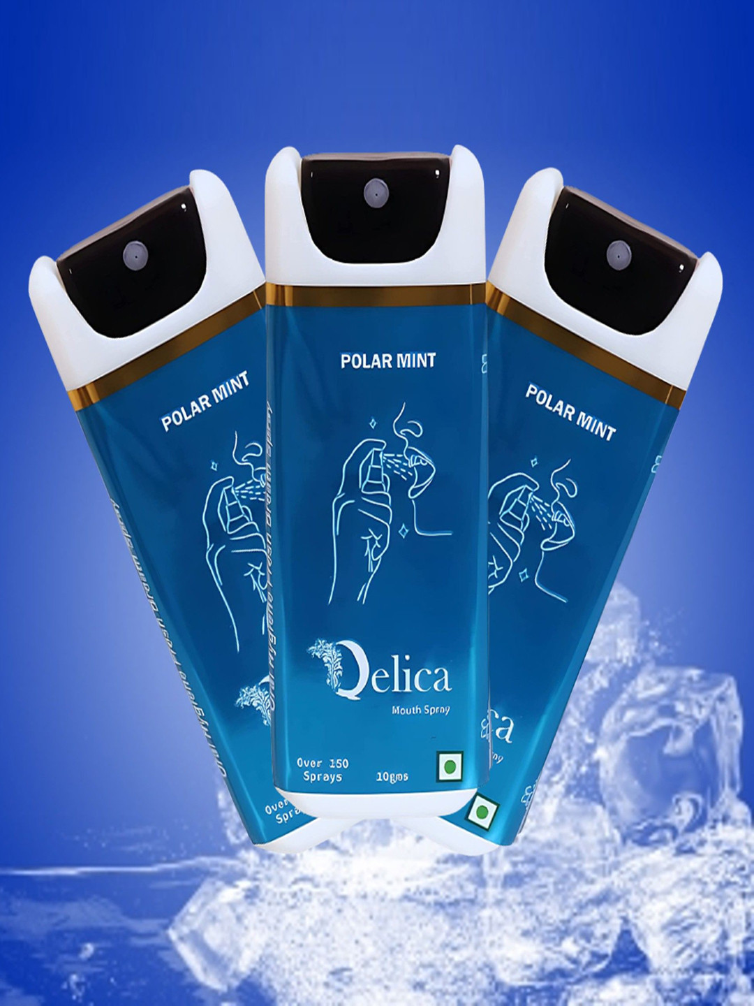 Qelica Set Of 3 Polar Mint Mouth Freshener Spray 10 g Each