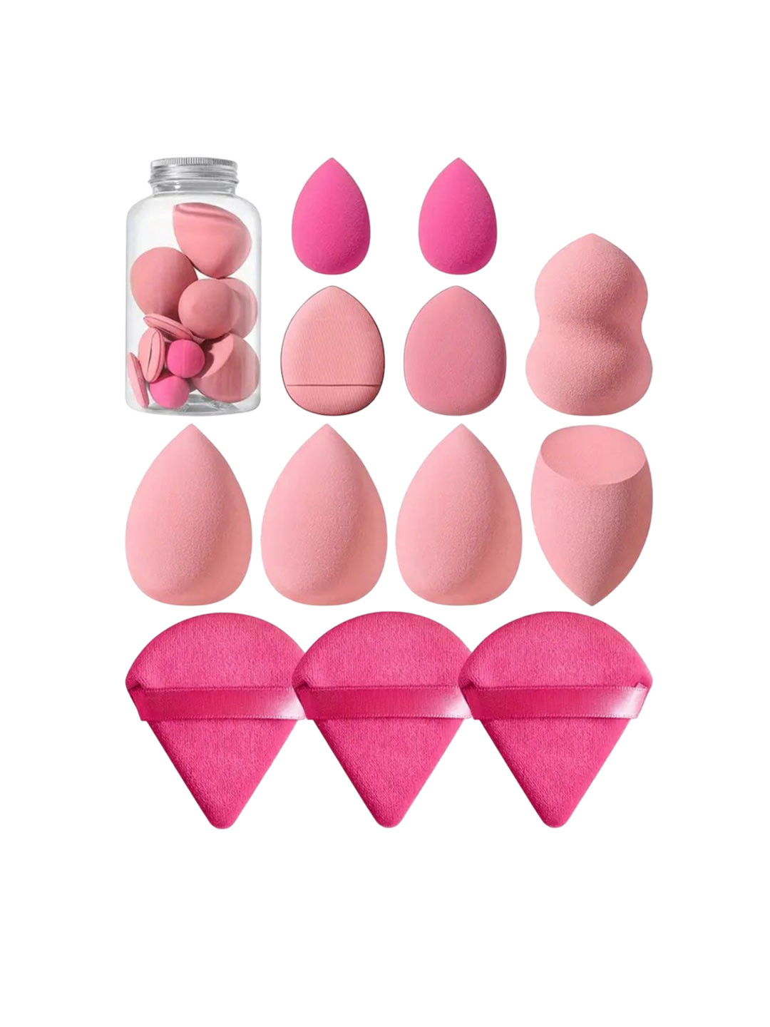 Facejewel Set Of 12 Makeup Sponge With Storage Bottle