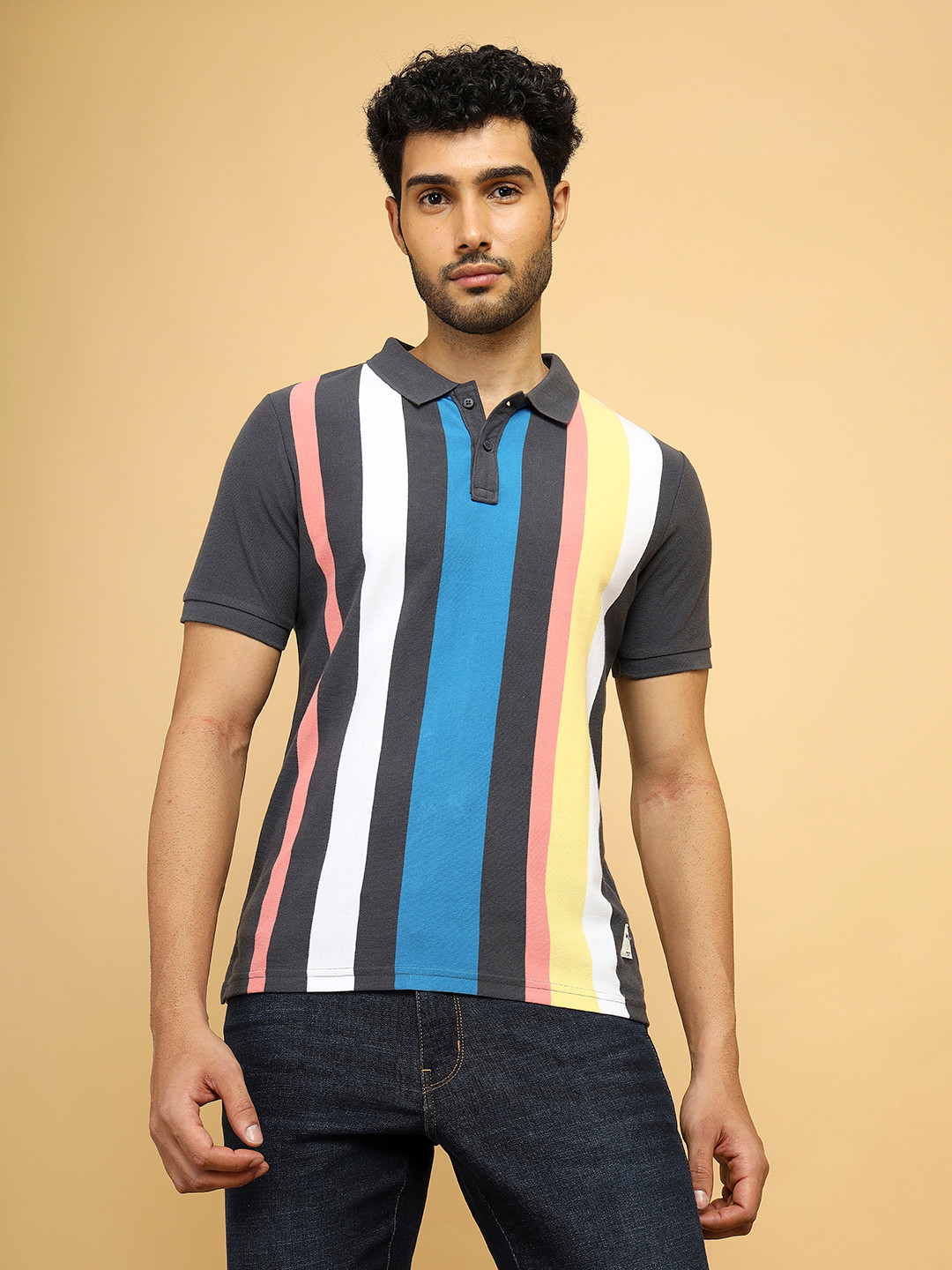 Wrangler Striped Polo Collar Short Sleeves Cotton T-shirt