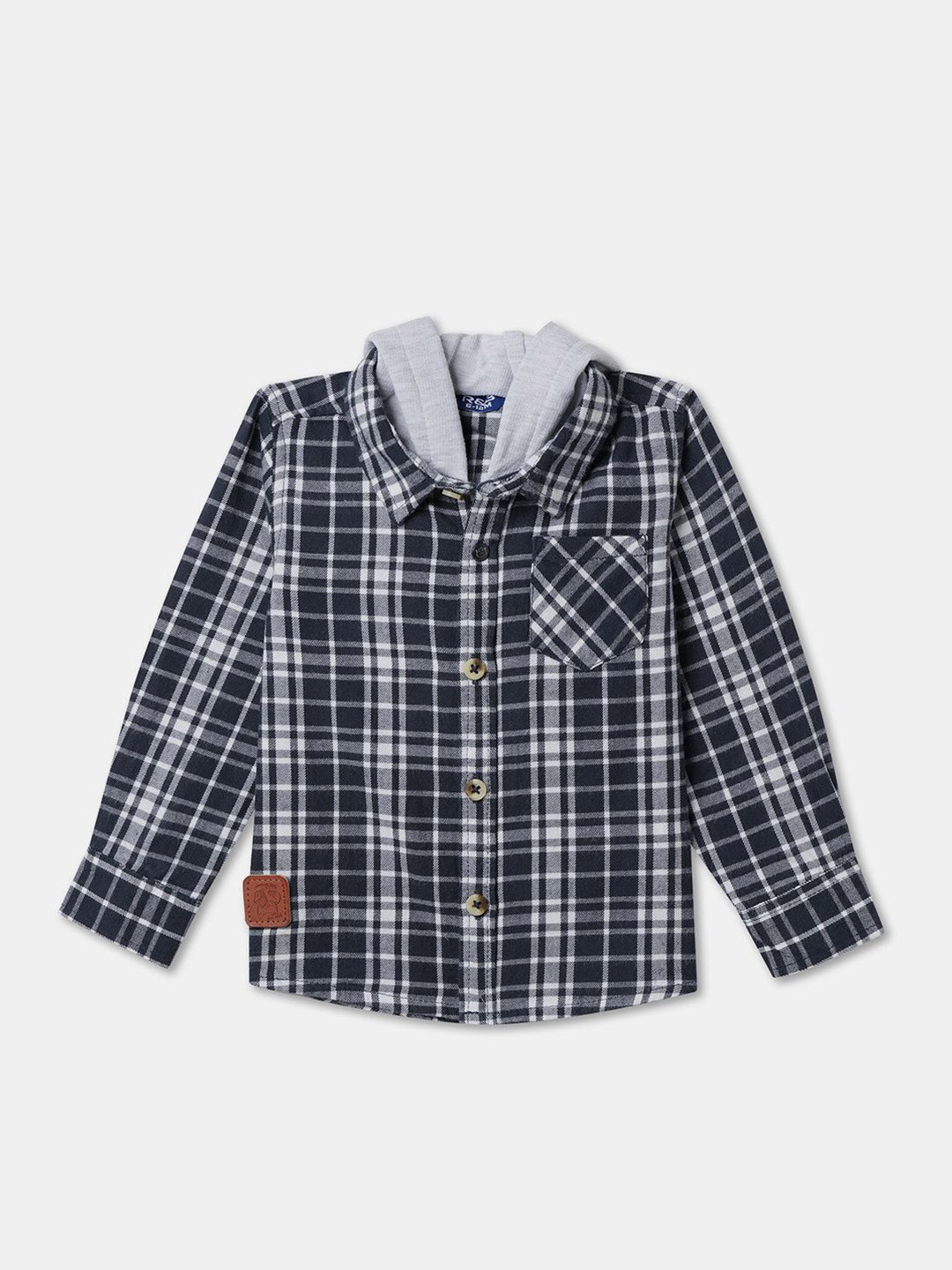 R&B Boys Classic Hood Checked Cotton Casual Shirt