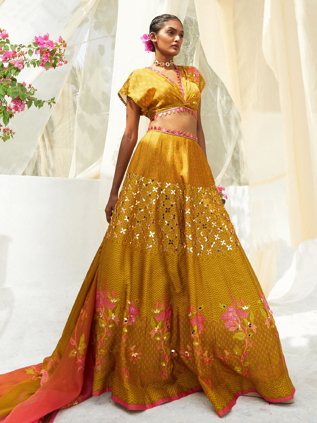 Basil leaf Printed Made to Measure Lehenga & Blouse With Dupatta