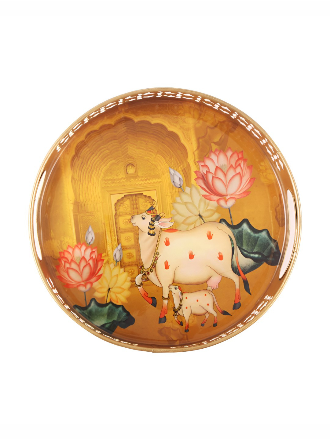 Homey Affairs Yellow 2024 Metal 2 Pieces Serving Tray