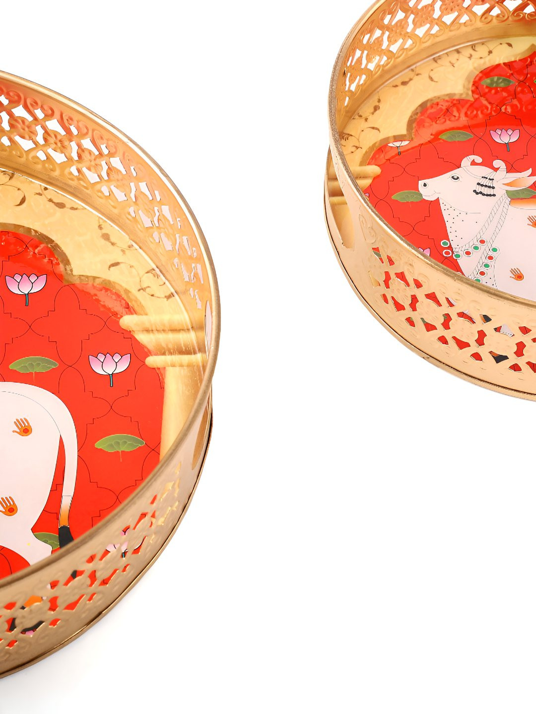 Homey Affairs Red 2024 Metal 2 Pieces Serving Tray