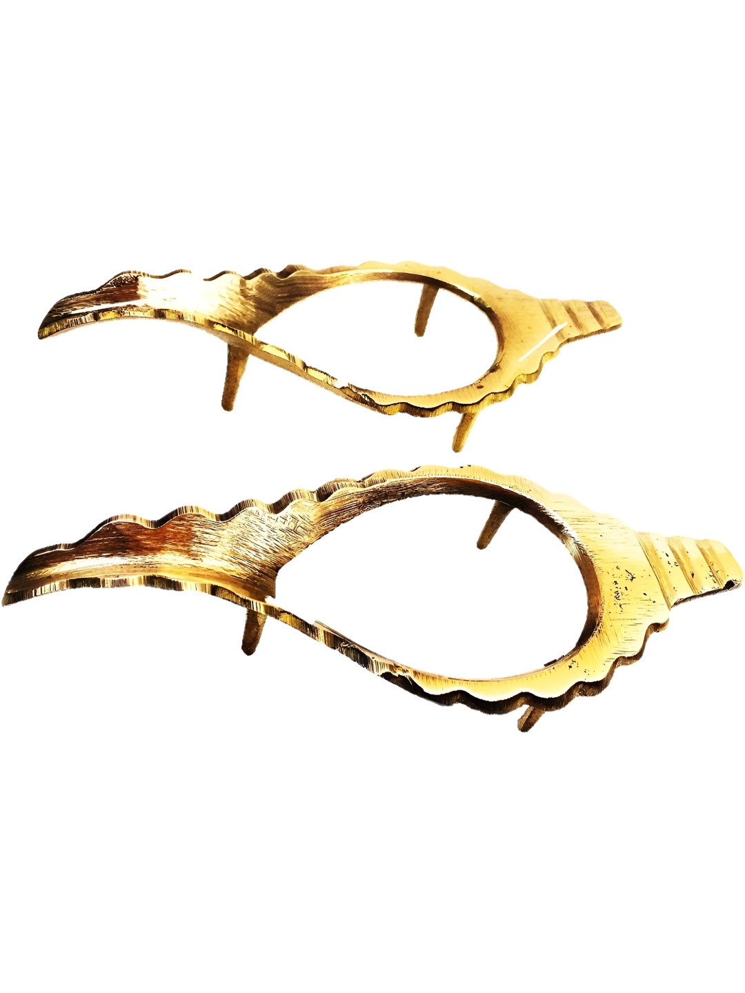 Navyaksh Puja Shankh Stand Gold Brass Metallic Prayer Room Set of 2 Small Showpieces - 3.1 Inches