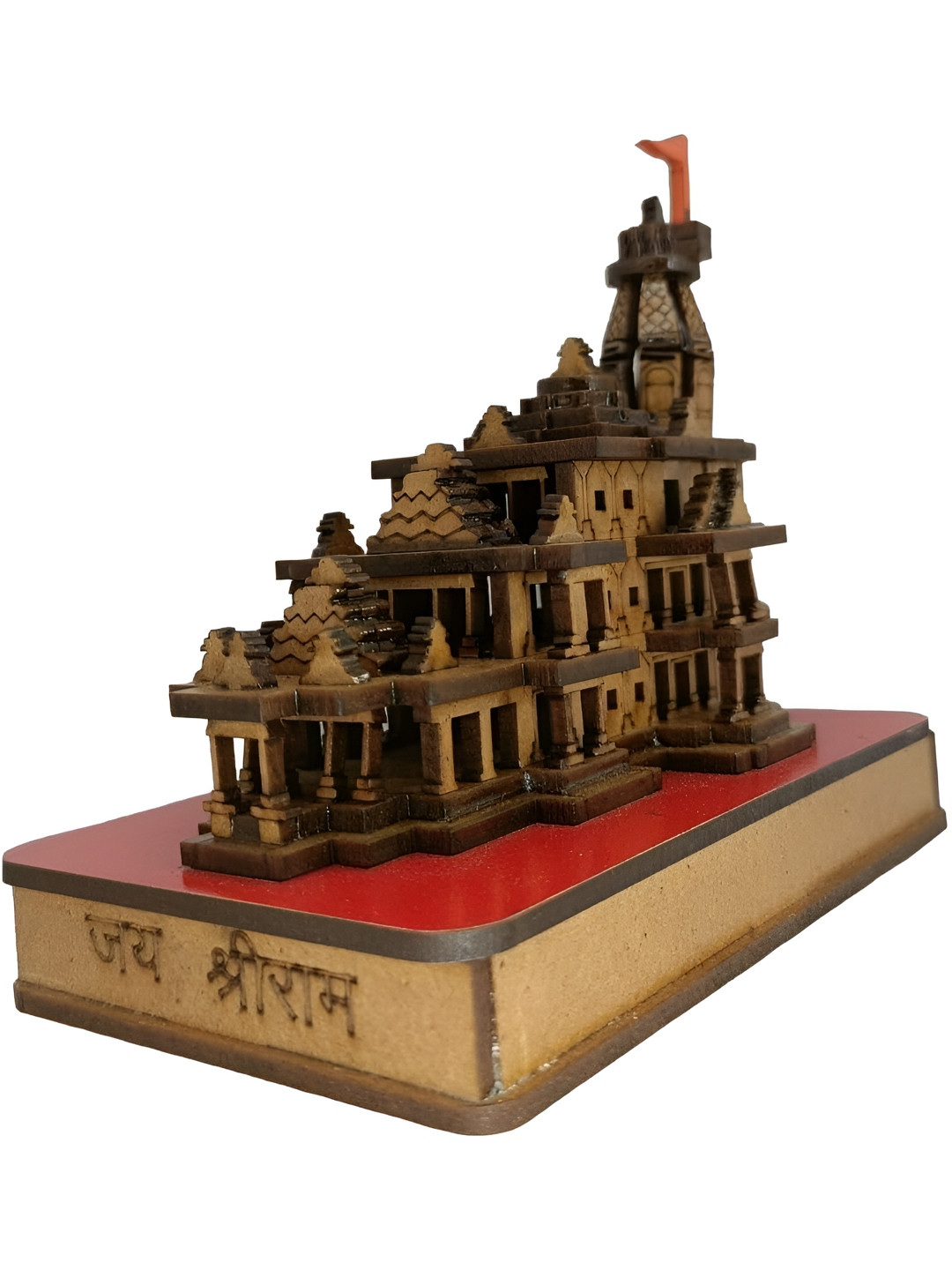 Navyaksh Ram Mandir Model Brown Metal Metallic Prayer Room Small Showpiece - 3.1 Inches