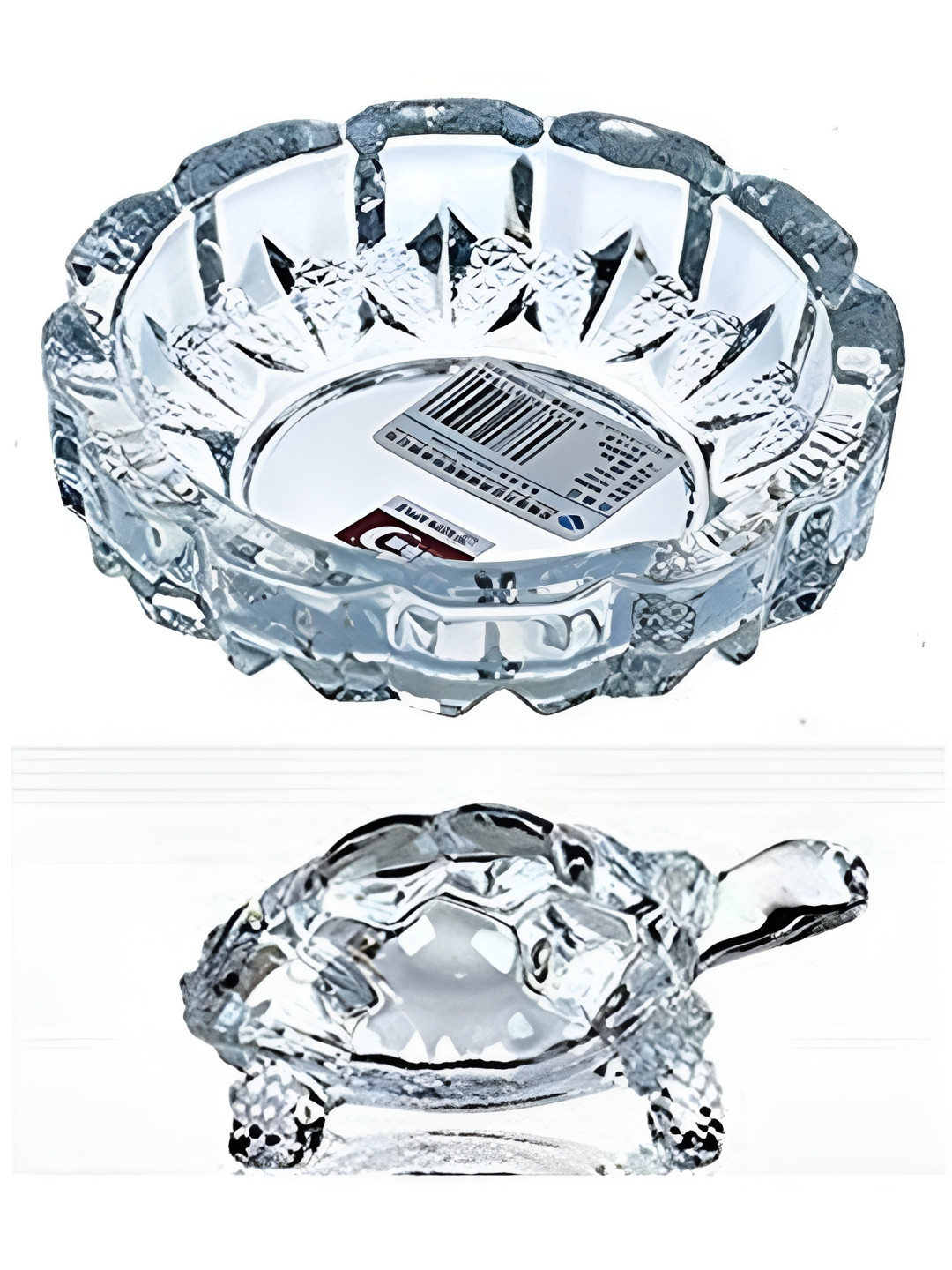 Navyaksh White Crystal Glossy Home Office Set of 2 Small Showpieces - 3.1 Inches