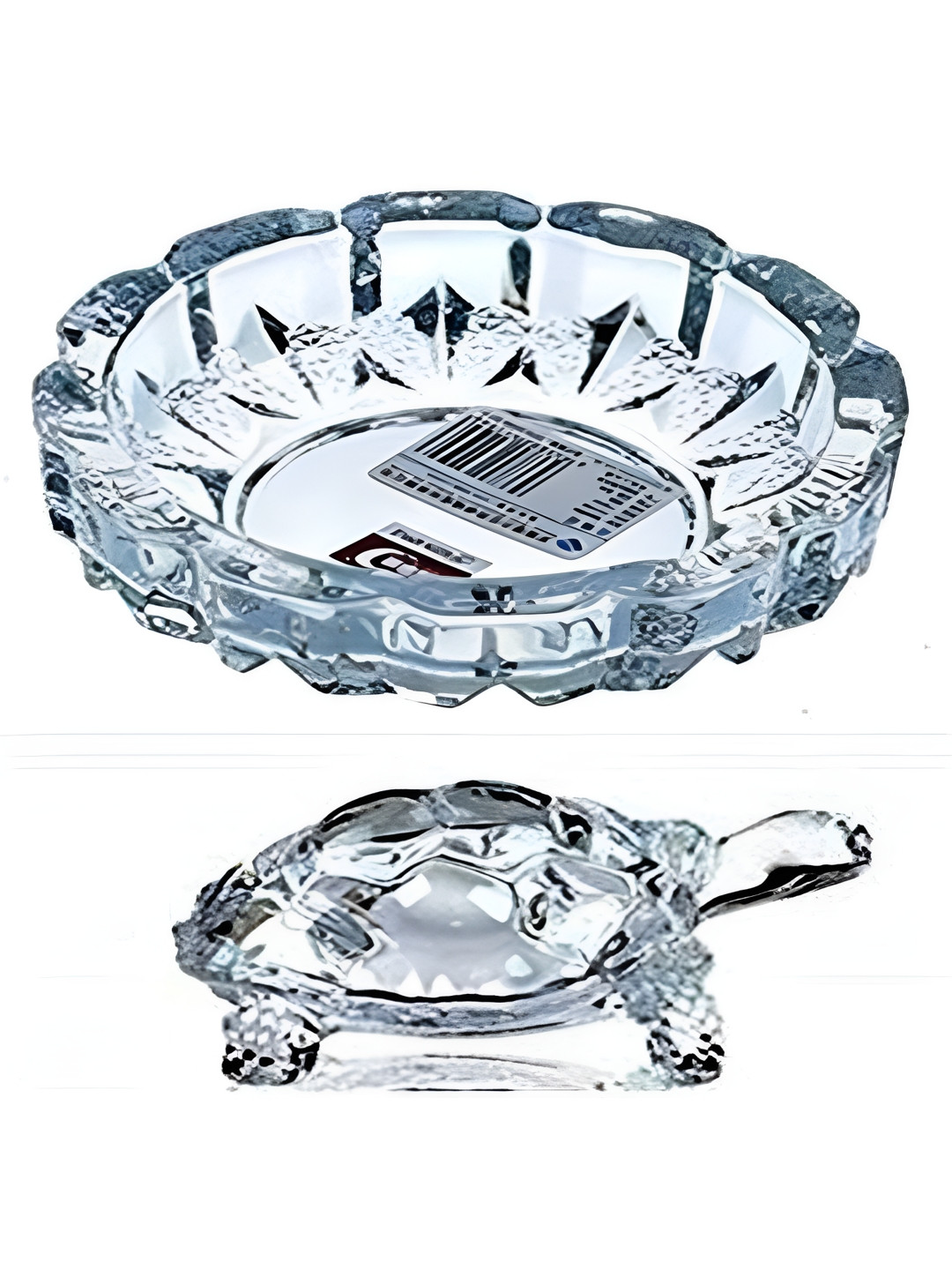 Navyaksh Turtle Plated Feng Shui White Crystal Glossy Prayer Room Set of 2 Small Showpieces - 3.1 Inches