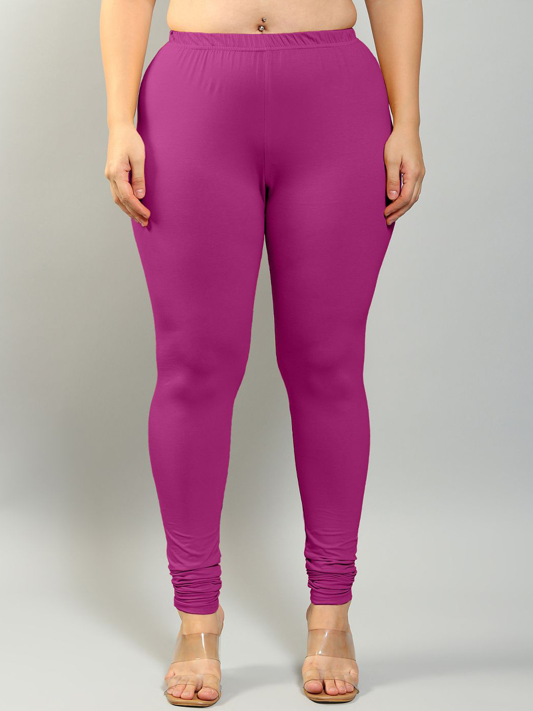 Plus Size Women Mid-Rise Churidar-Length Plus Size Leggings