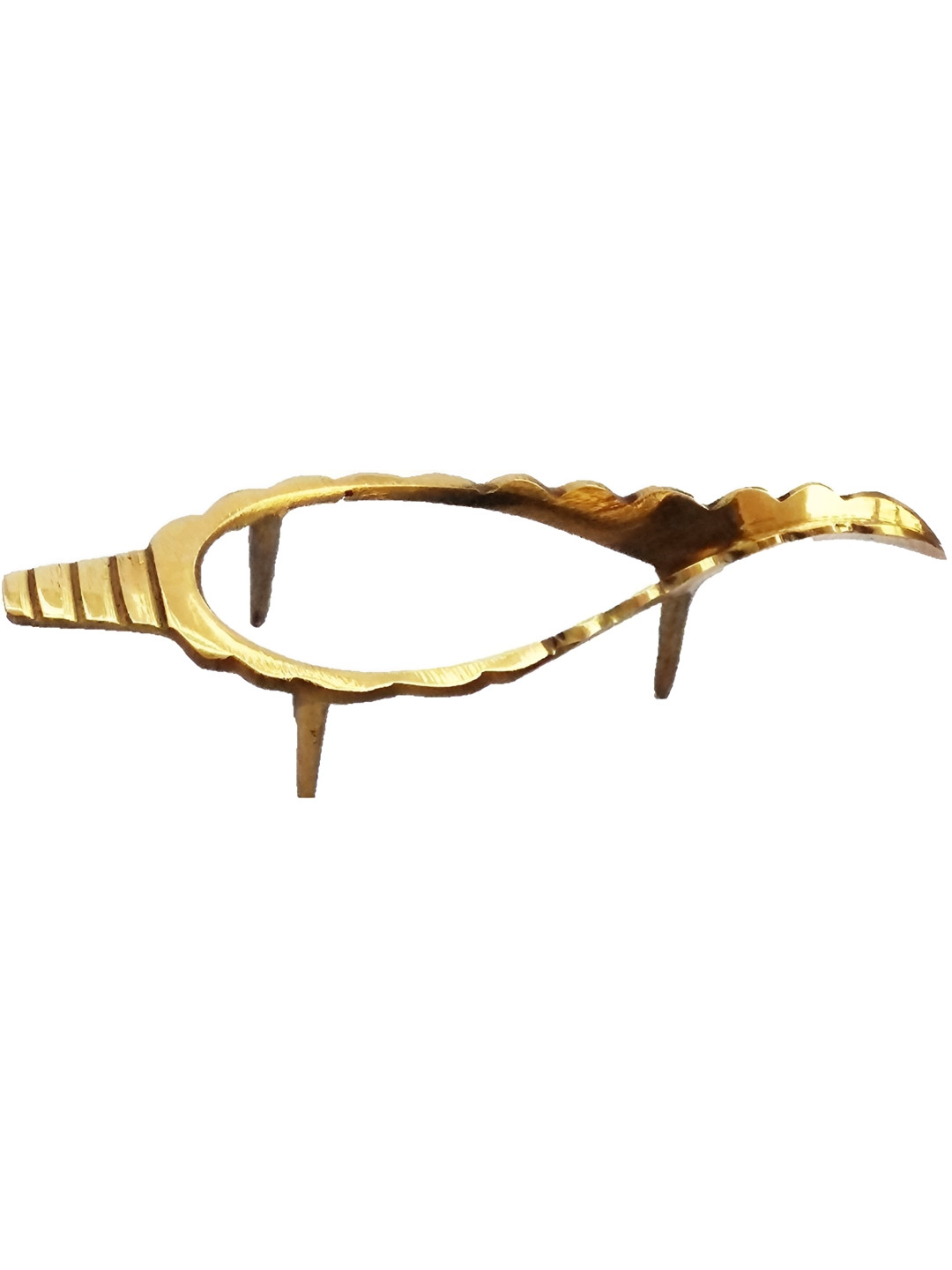 Navyaksh Pooja Shankh Stand Gold Brass Metallic Prayer Room Small Showpiece - 3.1 Inches