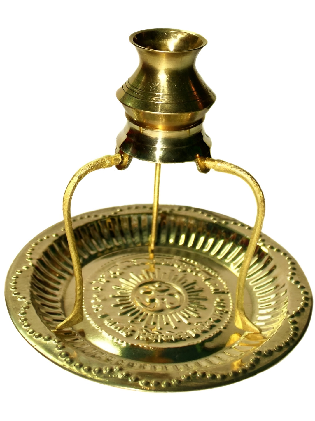 Navyaksh Pooja Plate with Shivling Stand and Abhishek Lota Kalash Gold Brass Metallic Prayer Room Set of 3 Small Showpieces - 3.1 Inches