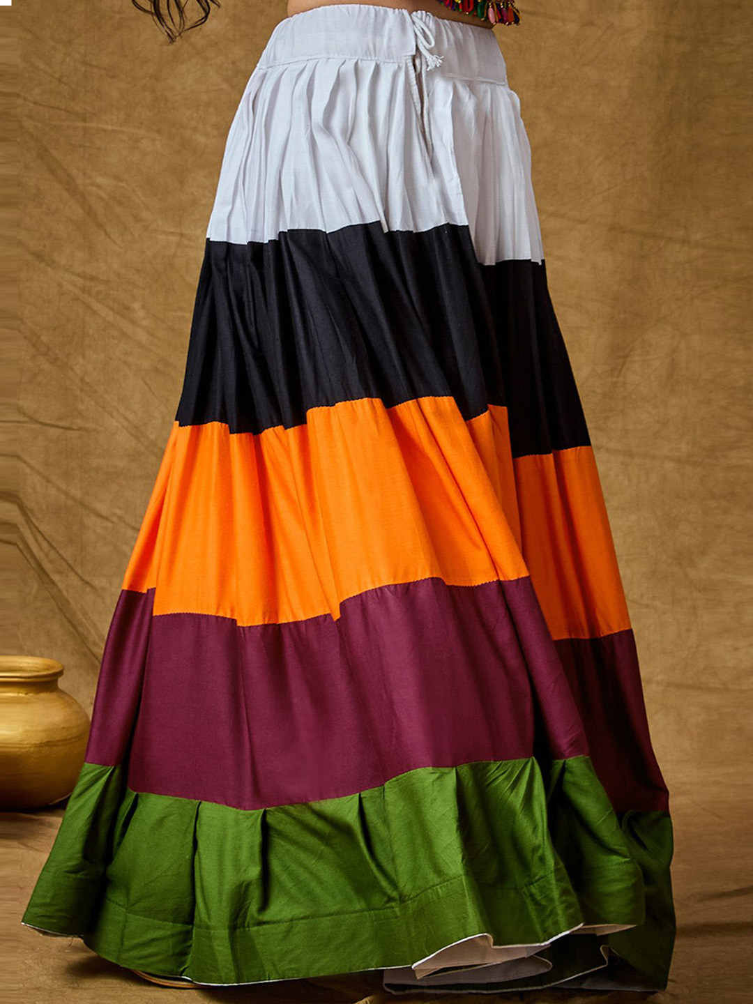 SALWAR STUDIO Colorblocked Tiered Maxi Skirts