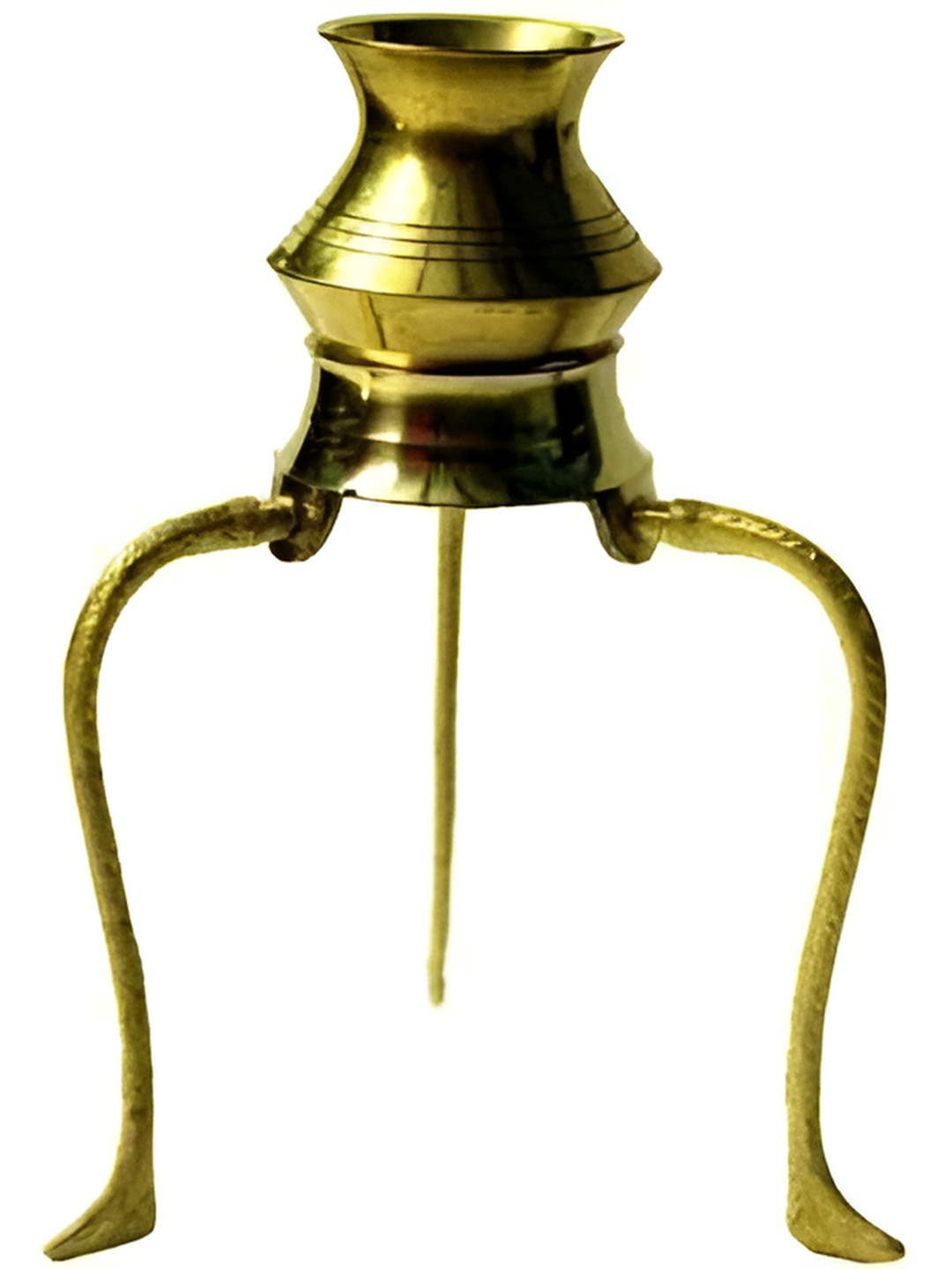 Navyaksh Stand Gold Brass Metallic Prayer Room Set of 2 Small Showpieces - 3.1 Inches