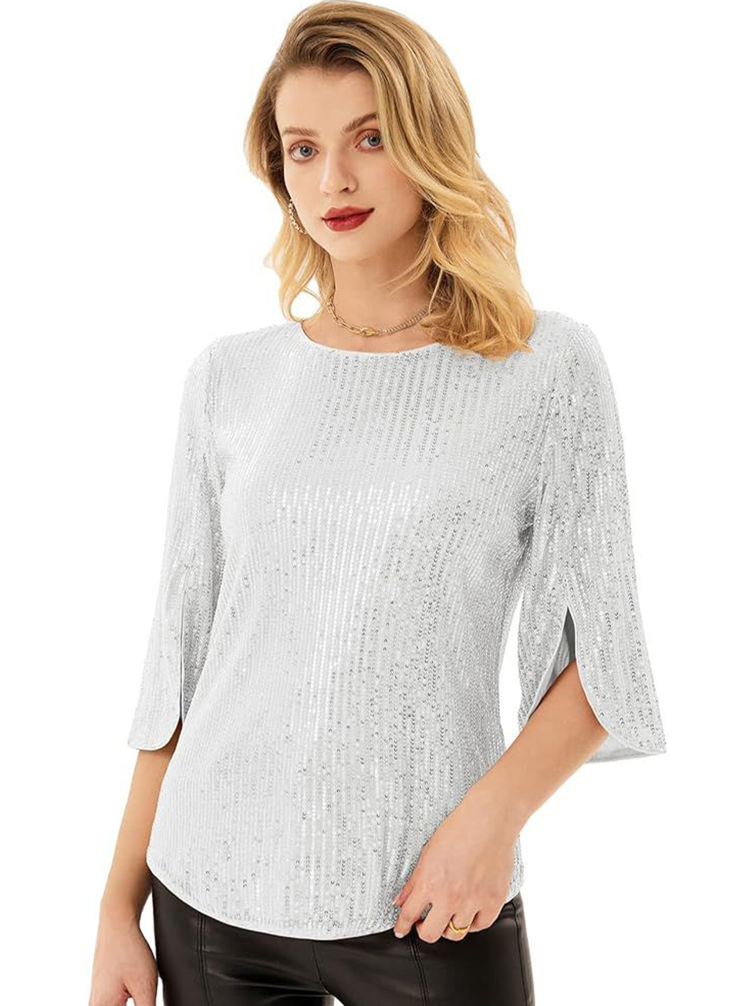 Pink Wings Women Embellished Round Neck Top