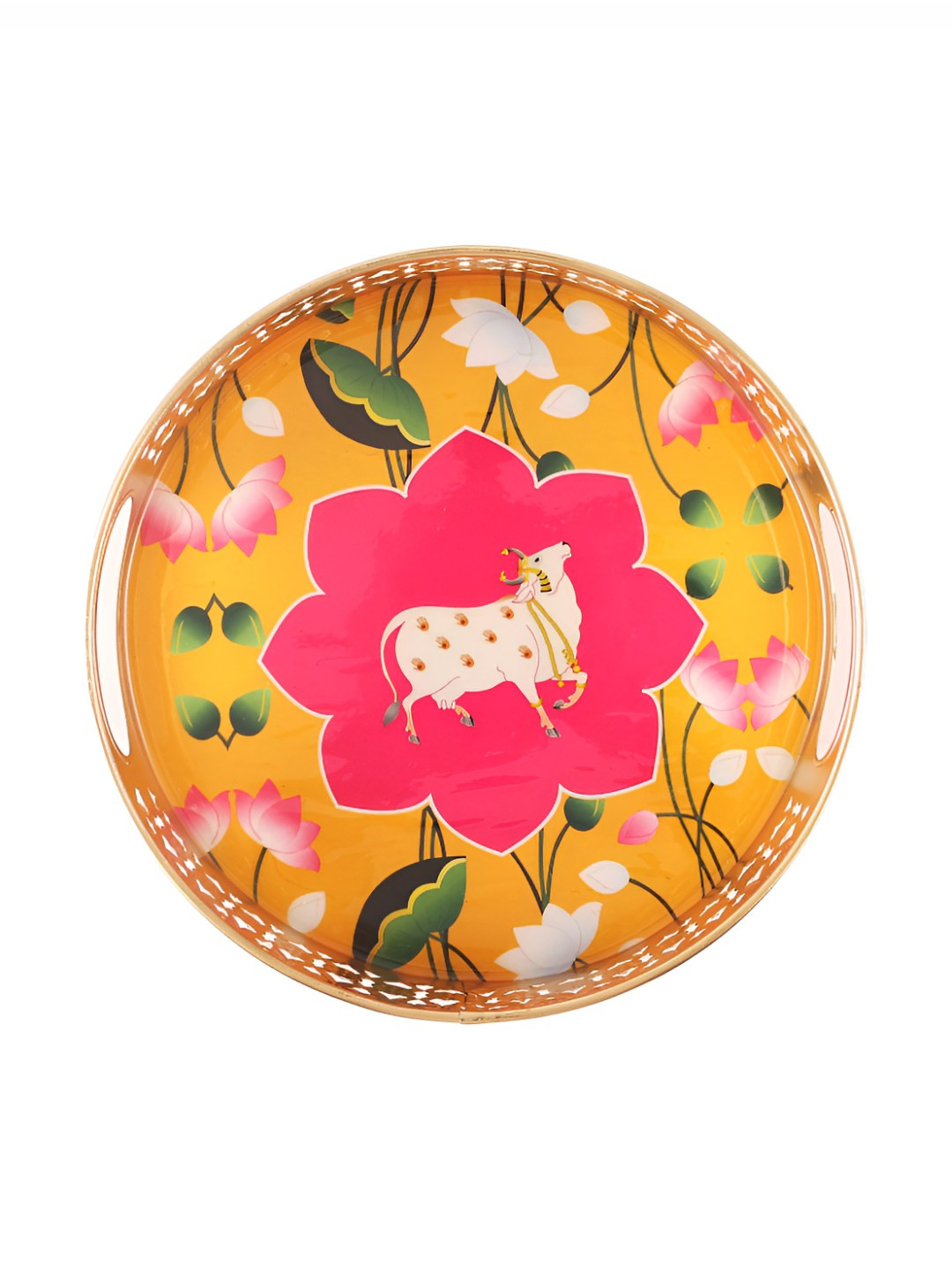 Homey Affairs Yellow 2024 Metal 2 Pieces Serving Tray