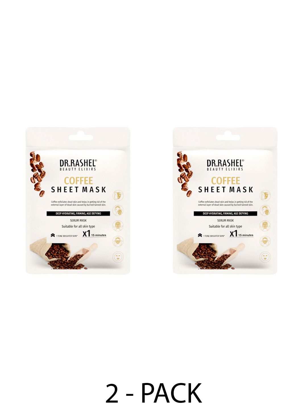 DR.RASHEL Set Of 2 Coffee Sheet Mask With Serum - 20 g Each