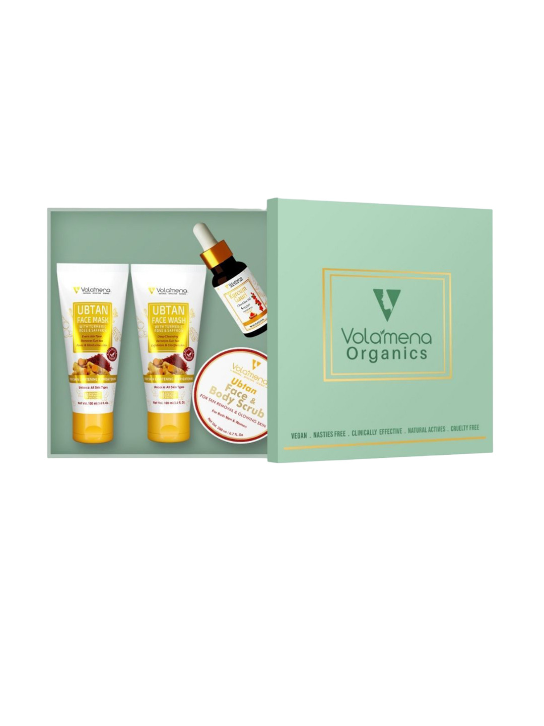 Volamena Ubtan Glow Face Wash Face Mask Face Scrub & Glow Oil Skin Care Kit