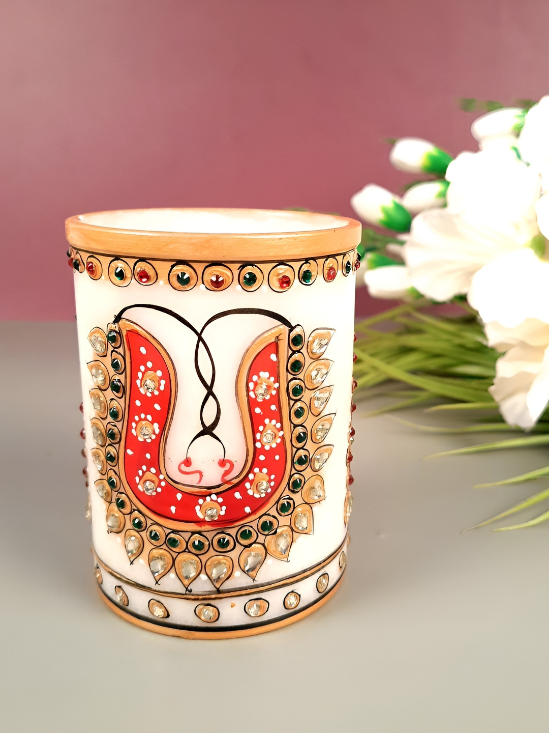 apka mart Printed Marble Pen Stand