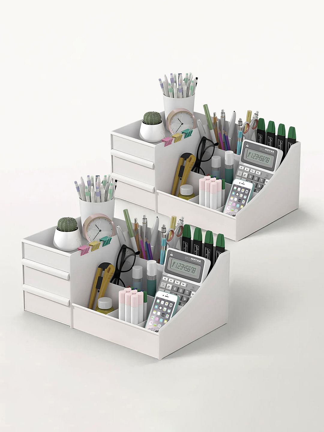 Kuber Industries White 2 Pieces Desk Organisers