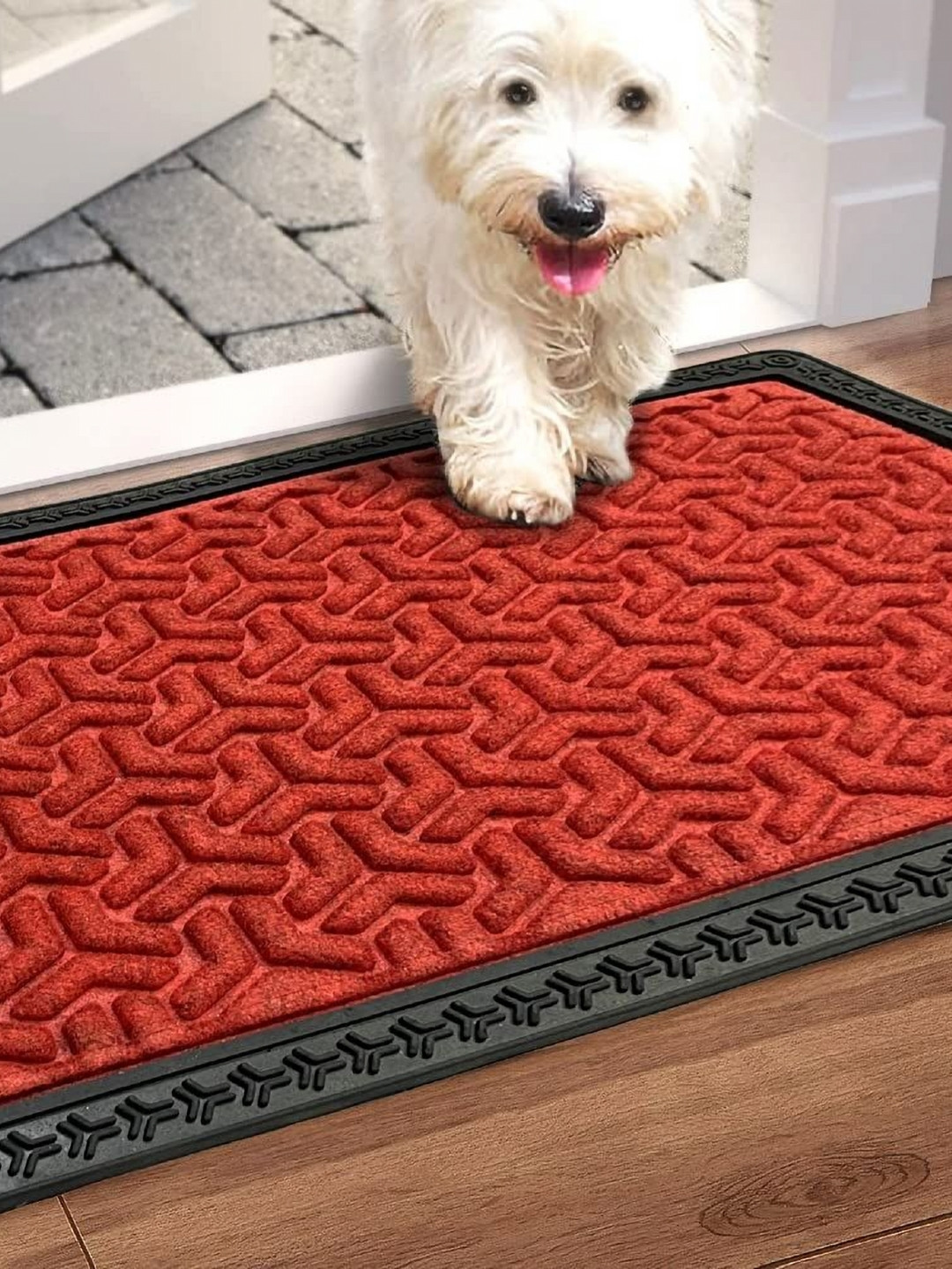 ANA Red & Black Textured Anti-Skid Doormats
