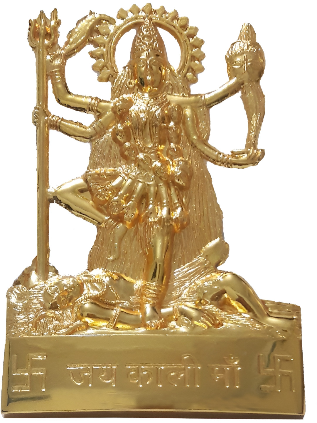 Navyaksh Kali Gold Brass Metallic Prayer Room Small Showpiece - 3.1 Inches