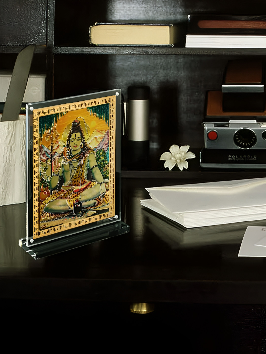 Hawai Gold Toned & Transparent Lord Shiva Table Photo Frame
