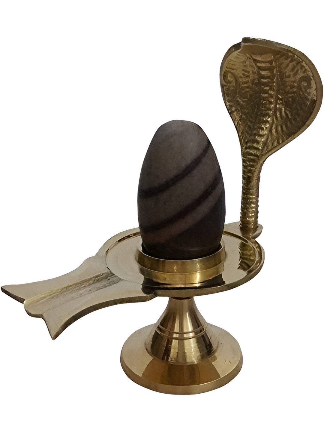 Navyaksh Shivling with Abhishek Patra and Naag Gold Brass Metallic Prayer Room Set of 2 Small Showpieces - 3.1 Inches