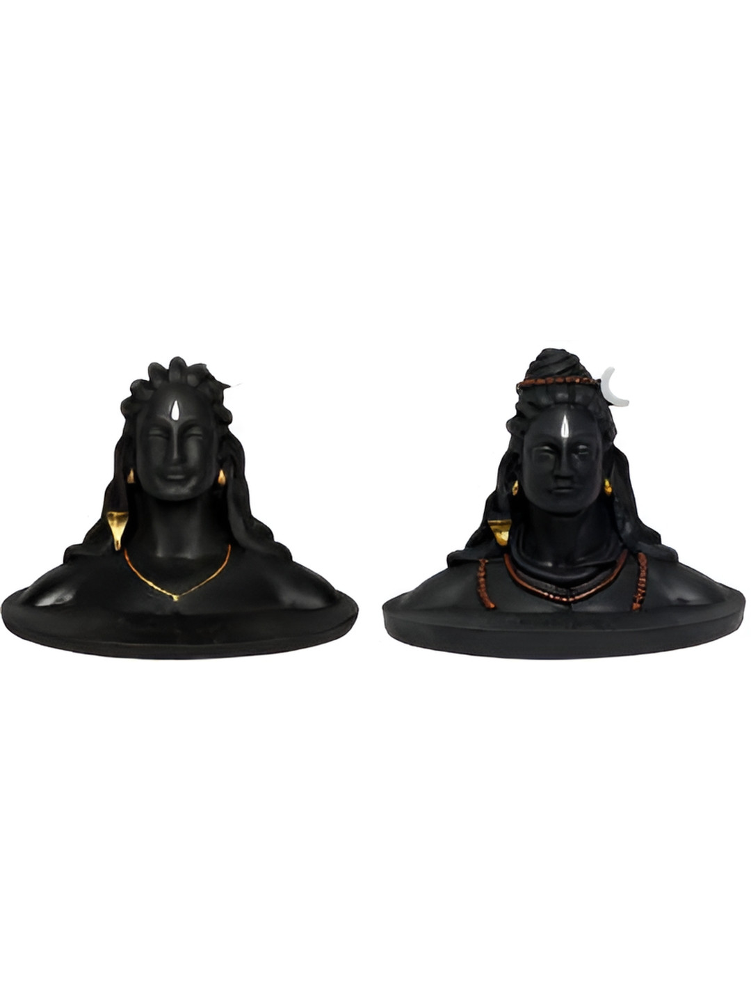 Navyaksh Adiyogi Lord Shiva in Dhyana Mudra Gold Polyresin Matte Prayer Room Set of 2 Small Showpieces - 3.1 Inches