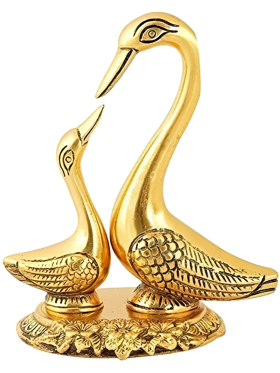 Navyaksh Pair of Kissing Duck Gold Brass Metallic Living Room Small Showpiece - 3.1 Inches