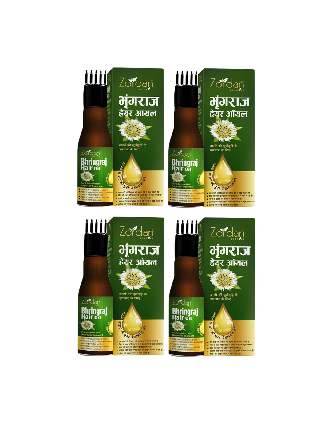 ZORDAN Set Of 4 Bhringraj Hair Oil for Intensive Hair & Regrowth Treatment- 100ml Each