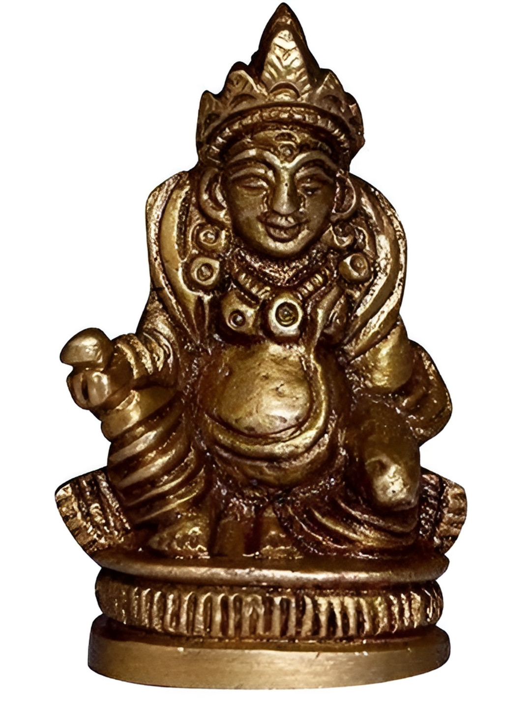 Navyaksh Lord Kuber Gold Brass Metallic Prayer Room Small Showpiece - 3.1 Inches