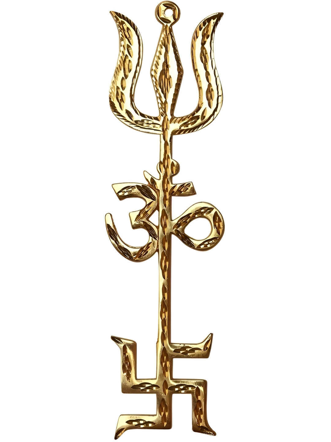 Navyaksh Tri Gold Brass Metallic Prayer Room Small Showpiece - 3.1 Inches