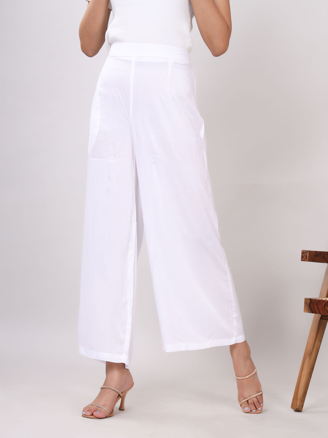 Chandbaali Women Straight Slip-On Knitted Palazzos