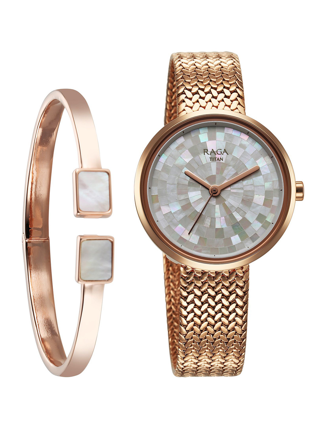 Titan Raga Memoirs Brass Mother of Pearl Dial & Straps Analogue Watch 95253WM02F