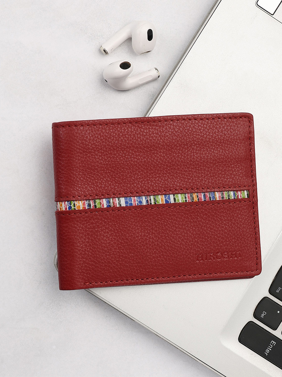 HIROSHI Men Leather Two Fold Wallet HIROSHI_8036_RED-Red